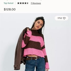 Pink and Brown Striped Women's Sweater